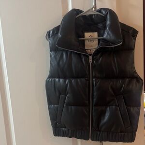 Abercrombie & Fitch Black Faux Leather Puffer Vest